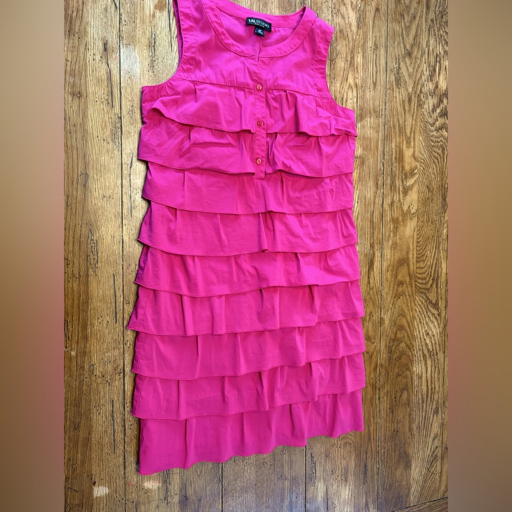 I.N. Studio Hot Pink Tiered Ruffle Mini Dress